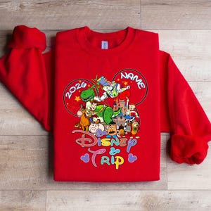 Personalized Toy Story Disney Trip Sweatshirt, Disney Trip 2026 Hoodie, Toy Story Family Matching Sweater, Toy Story Squad Sweatshirt Rood