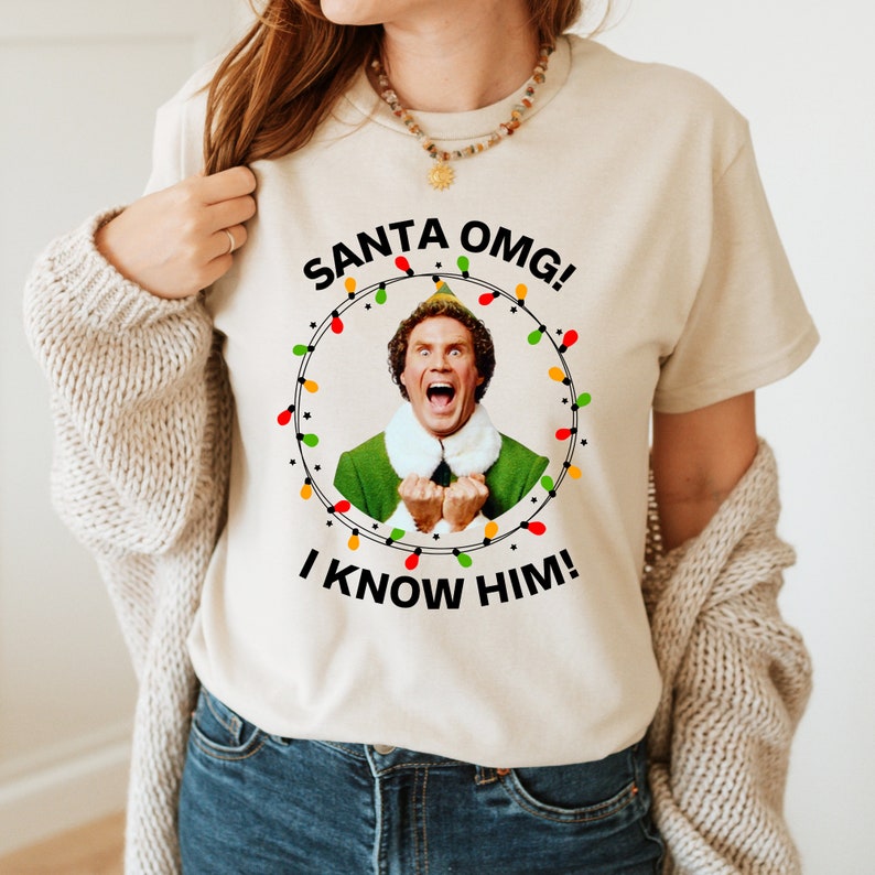 Christmas Santa I Know Him T-shirt, Santa T-shirt, Funny Santa T-shirt, Christmas Fun T-shirt, Christmas T-shirt, Gift for Christmas T-shirt image 4