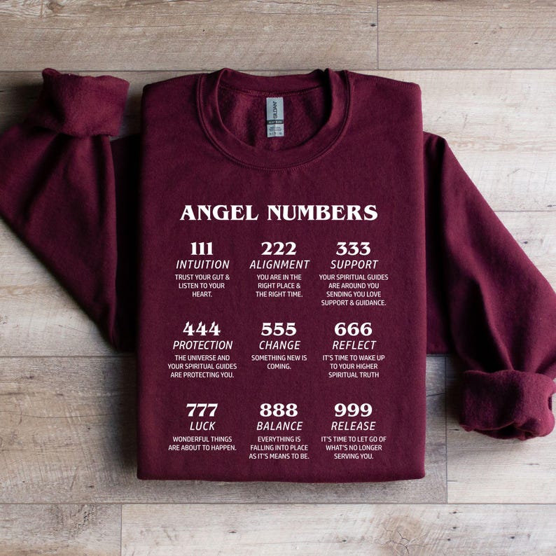 Angel Numbers Chart Hoodie - Lucky Number Oversized Sweatshirt zdjęcie 7