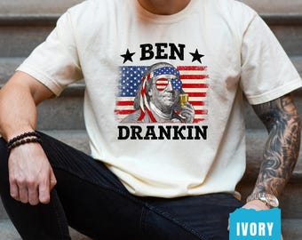 Comfort Colors® Ben Drankin Funny Fourth of July Shirt, Vintage 4th Of July Shirt, President Drinking Shirt, Benjamin Franklin Shirt