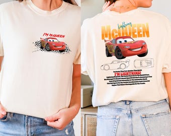 Comfort Colors® Two-Sided Lightning McQueen And Sally Couple Shirt, Cars Matching Shirt, Disneyland Vacation Shirt, McQueen And Sally Shirt