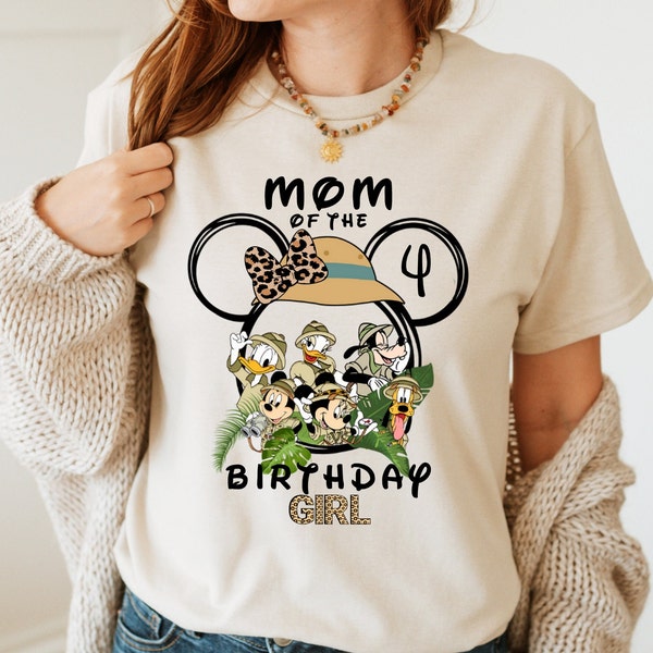 Mickey Safari Birthday Girl T-shirt, Mickey Safari Family T-shirt, Custom Birthday Shirt Name and Age T-shirt, Mickey Safari T-shirt