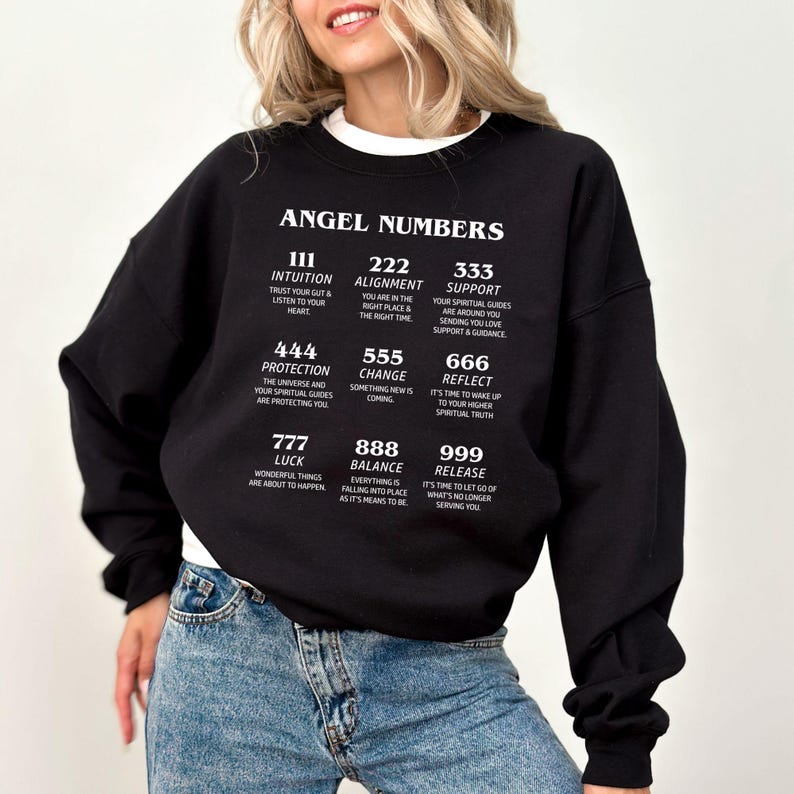 Angel Numbers Chart Hoodie - Lucky Number Oversized Sweatshirt zdjęcie 4
