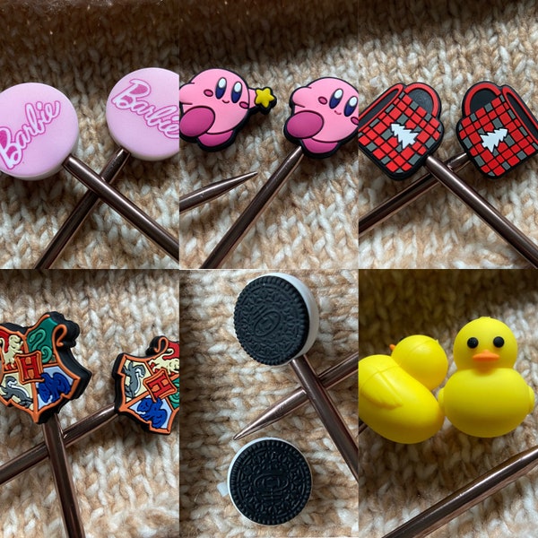 Limited time novelty knitting needle point protectors, cookie, wizard, ducky, coffee cup