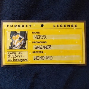 Fursuit License Custom Badge // Furry Fursona Badge Commission (READ DESC.)