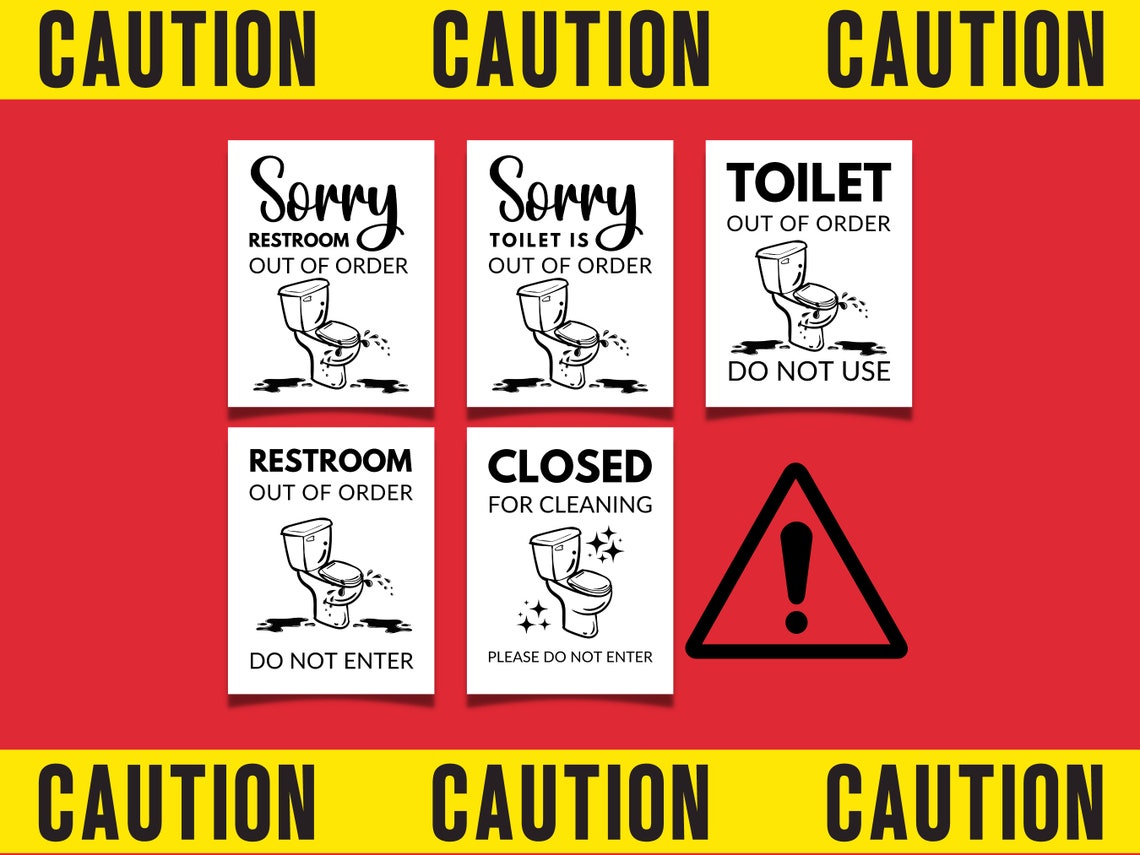Toilet Out of Order Sign Printable Restroom Out of Service Sign