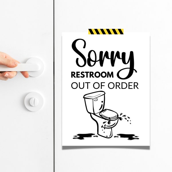 Toilet Out of Order Sign Printable | Restroom Out of Service Sign Printable | Bathroom Out of Order Sign Printable | Sorry Out of Order Sign