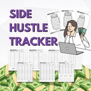 Side Hustle Income Tracker | Side Hustle Planner | Passive Income Tracker | Income Stream Earnings Record | Freelance Income Tracker