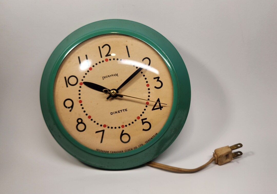 Vintage Teal Ingraham Wall Clock Etsy