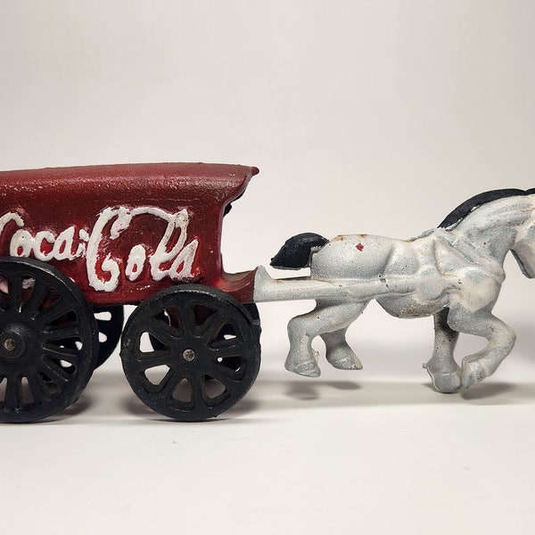 Vintage Cast Iron Coca-Cola Horse and Carriage