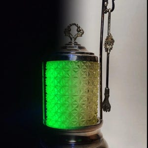 Vaseline Glass Pickle Castor