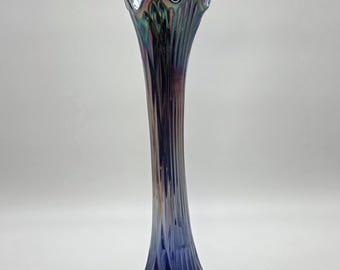 Amethyst Carnival Glass Swing Vase