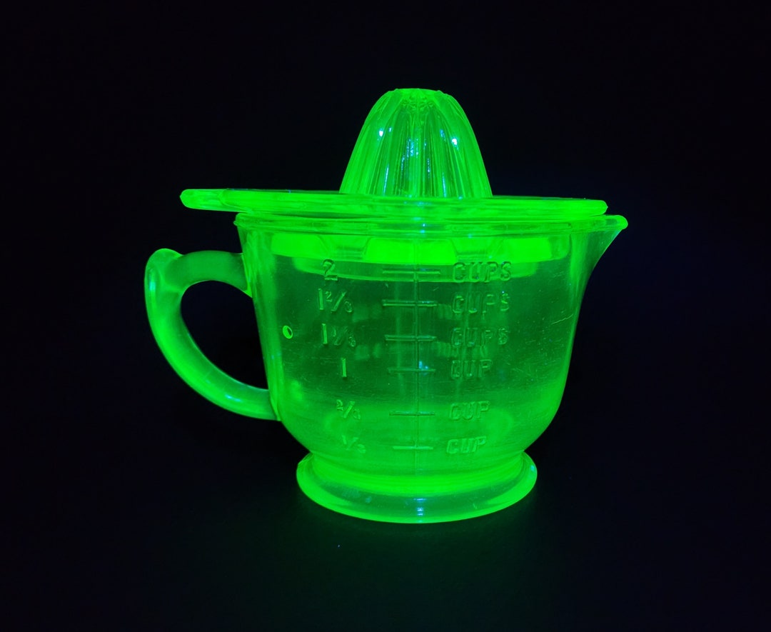Uranium Glass Juicer Measuring Cup Combo Etsy