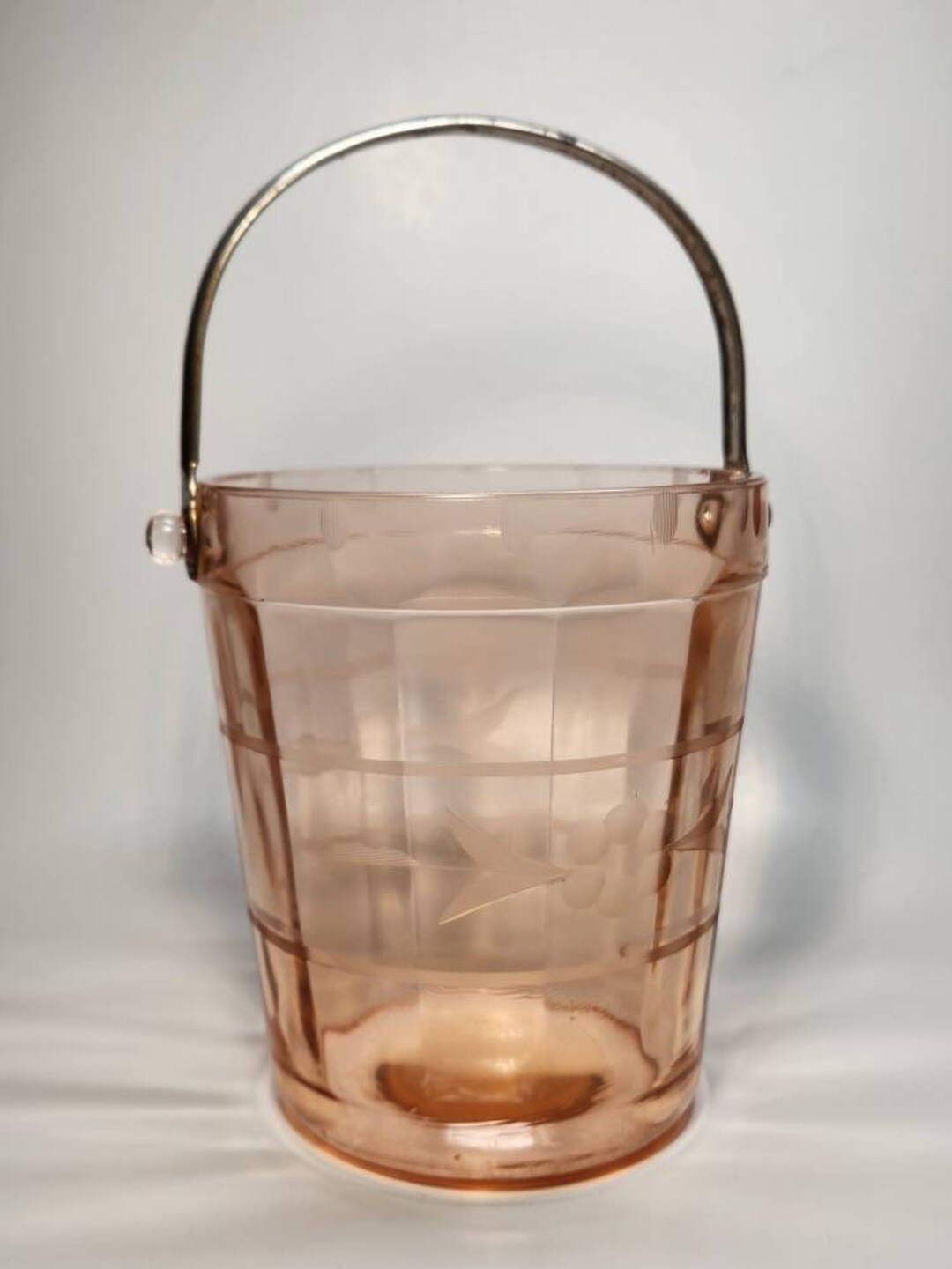 Pink Depression Glass Ice Bucket Etsy
