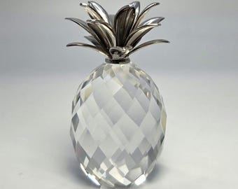 Swarovski Crystal Pineapple with Silver Leaves