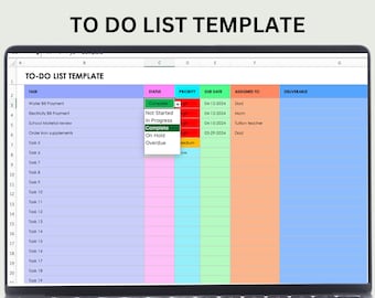Excel To Do List Template: Customizable Task Tracker (Digital Download)