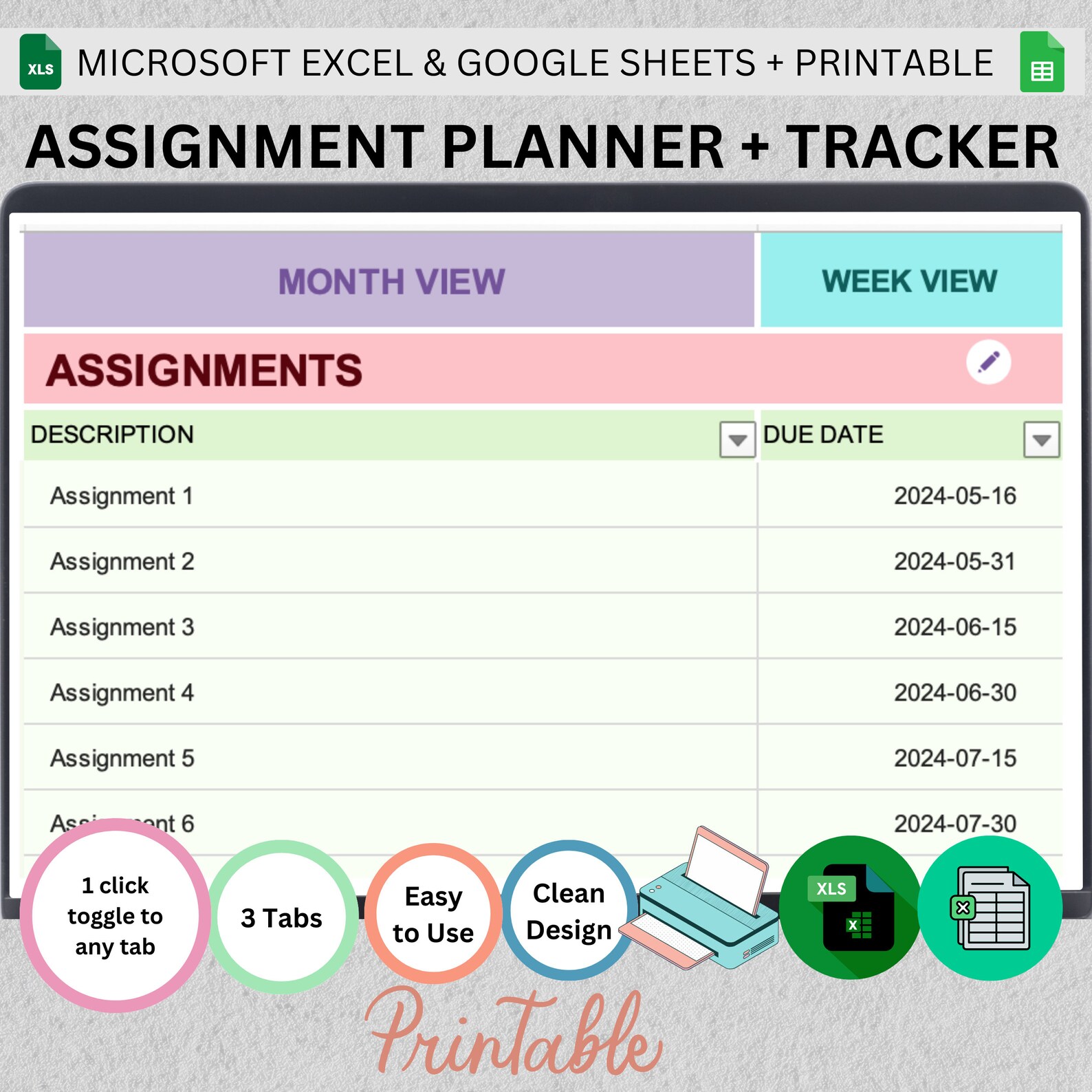 Student Assignment Planner + Assignment Tracker Weekly & Monthly ...
