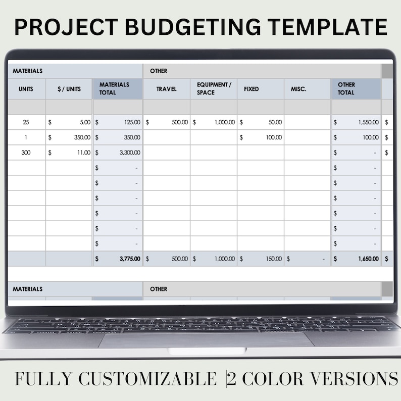 Excel Project Budget Template: Customizable Budget Planner (digital ...