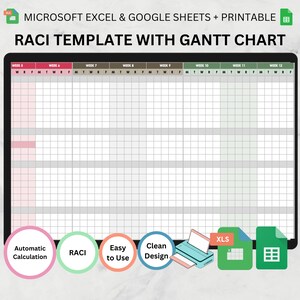RACI Gantt Chart Template: Project Management (excel & Google Sheets ...