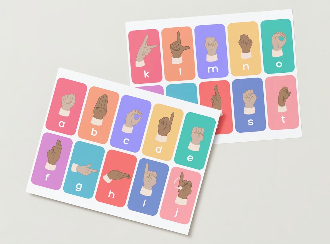 Printable Sign Language Alphabet Cards ASL Alphabet PDF Flashcards