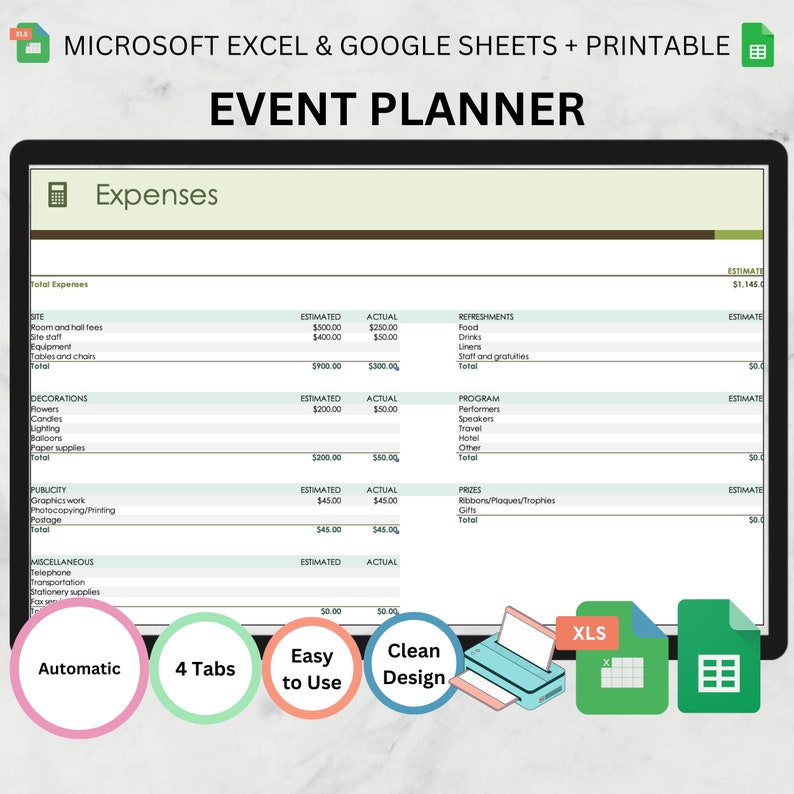 Editable Event Planner Template: Google Sheets & Excel (digital ...