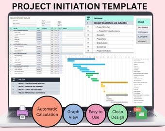 Project Management Excel Template: Project Planner Dashboard (Digital Download)