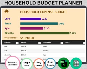 Household Budget Planner: Automatic Calculation, Graph View (Digital)