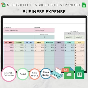 Business Expense Tracker Excel Spreadsheet Business Planner Small ...