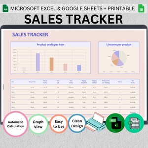 Etsy Sales Tracker-kalkylblad: Google Sheets och Excel (digitalt)