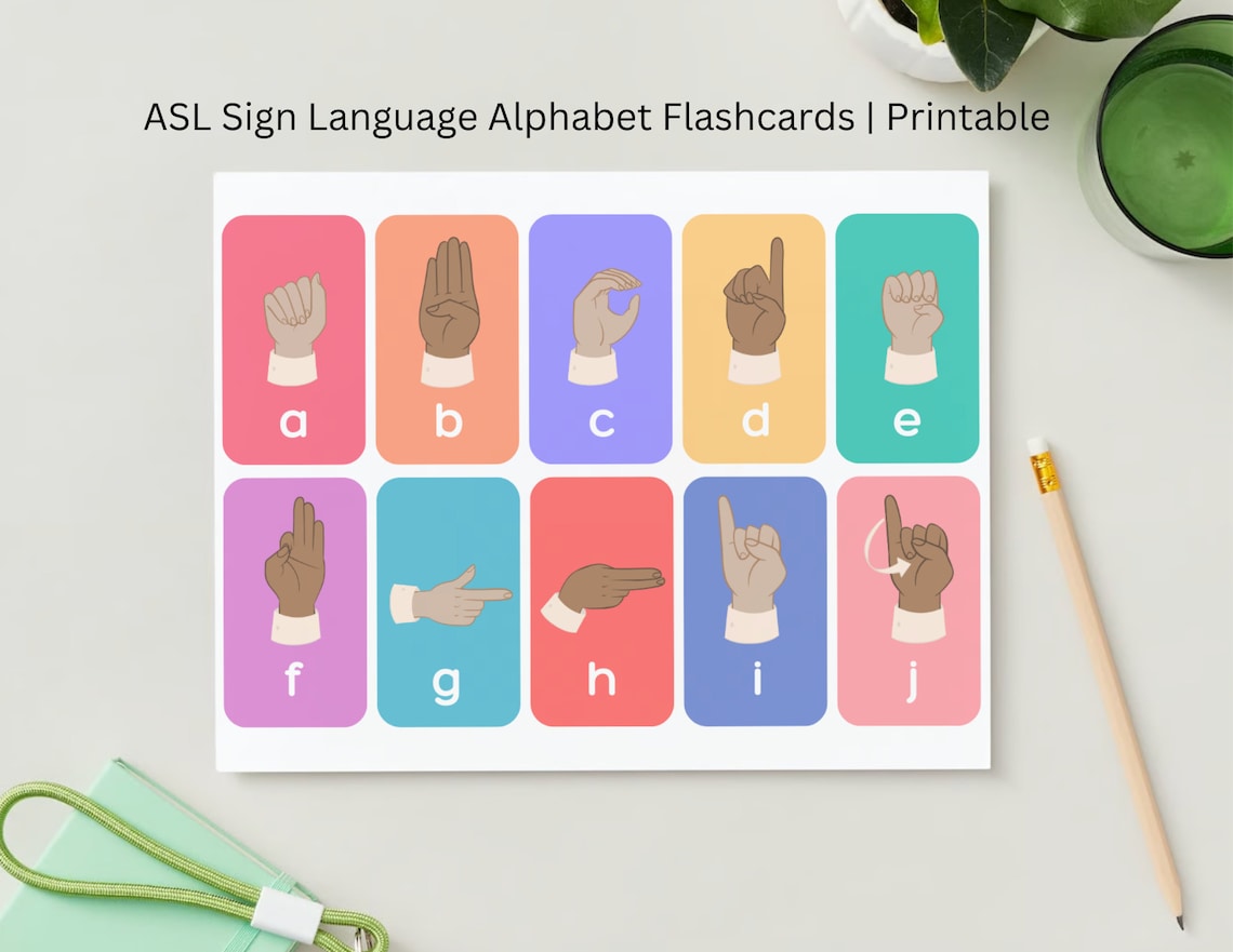 Printable Sign Language Alphabet Cards ASL Alphabet PDF Flashcards