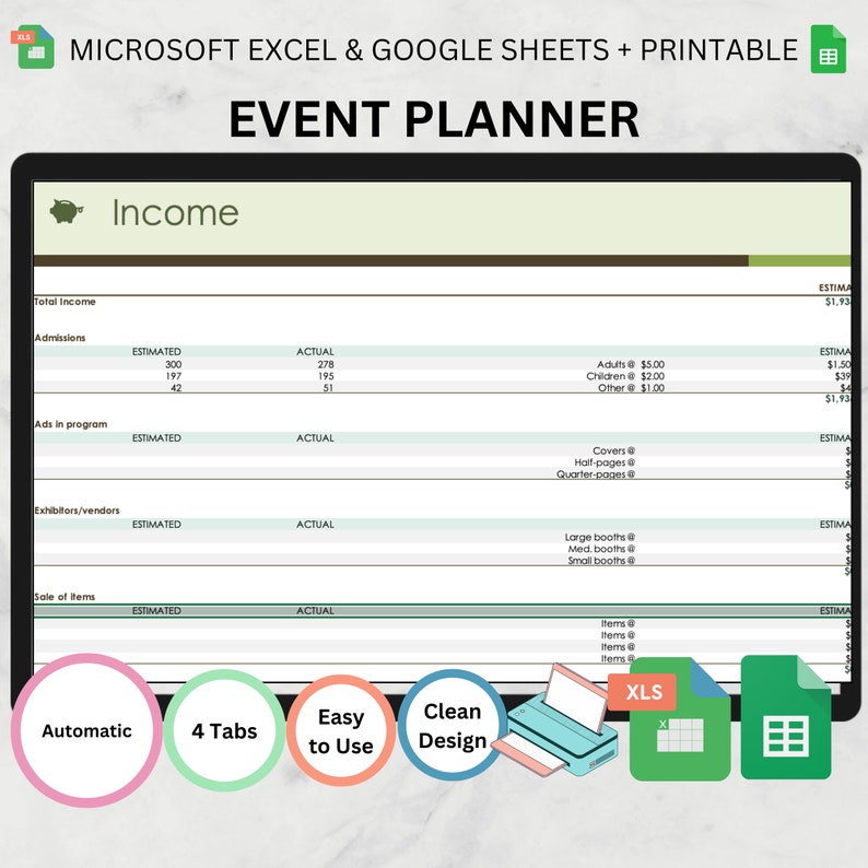 Editable Event Planner Template: Google Sheets & Excel (digital ...