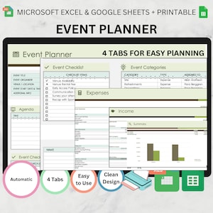 Event Planner Event Party Planner Editable event planning spreadsheet template google sheets event planner template digital planner excel