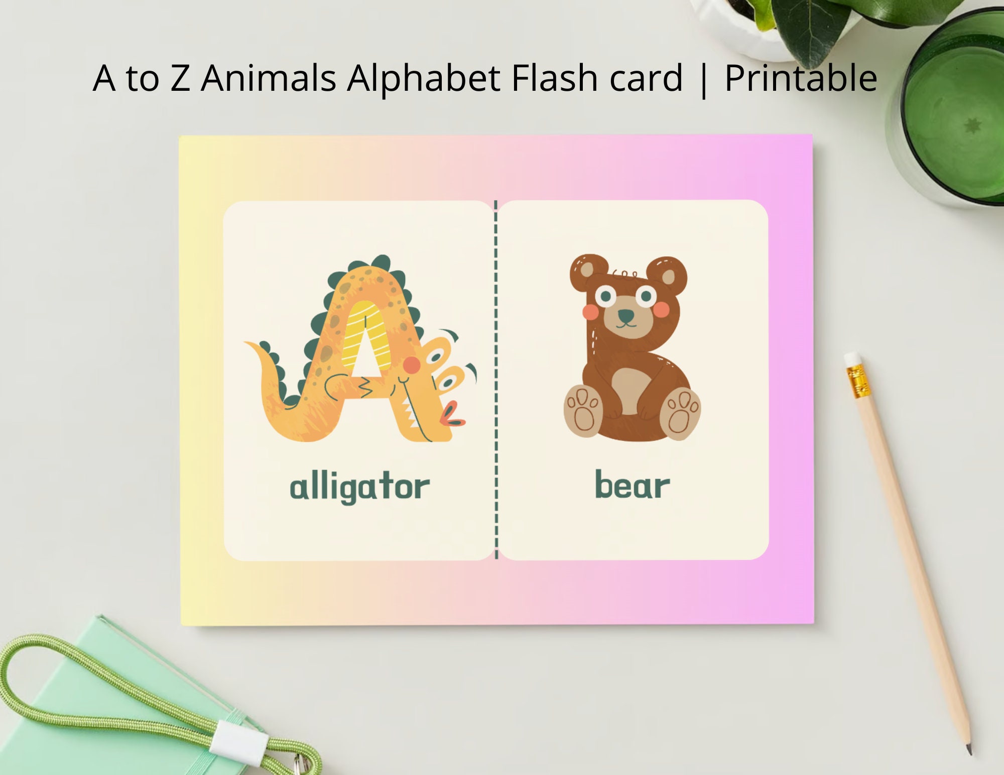 Alphabet Animal Flashcards Printable ABC Flashcards Animal Etsy