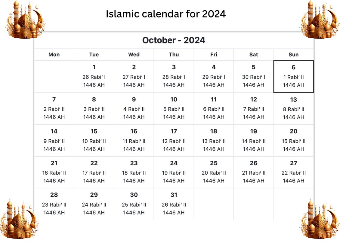 Islamic Calendar 2024 Islamic Hijri Calendar 2024 Islam Calendar 2024