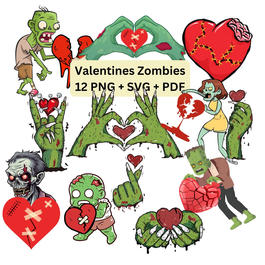 12 Zombie Valentine Png Svg Pdf Zombie Valentine Cards Zombie ...
