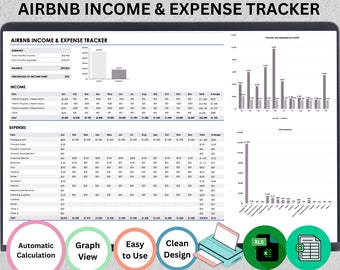 Airbnb Income Expense Tracker: Excel & Google Sheets Spreadsheet