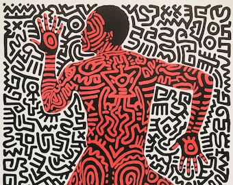 Keith Haring, 1990er Jahre - INTO 84 - Ausstellungsplakat in Offset Lithographie gedruckt