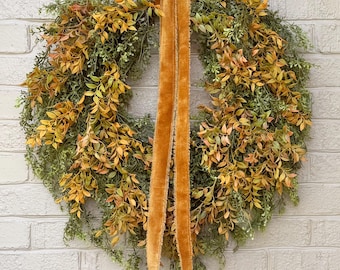 Cascading Fall Wreath for Front Door, Fall Entryway Decor, Year Round Wreath, Neutral Autumn Wreath, Modern Farmhouse Wreath, Handmade Gift