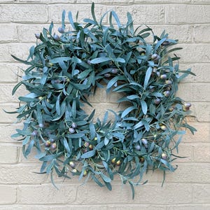 Olive Wreath, Year Round Greenery Wreath for Front Door, Olive Branch Wreath, Modern Farmhouse Wreath