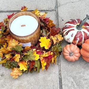 Fall Mini Wreath, Fall Foliage Wreath, Fall Candle Ring, Autumn Table Decor, Kitchen Wreath, Handmade Gift, Thanksgiving Decor