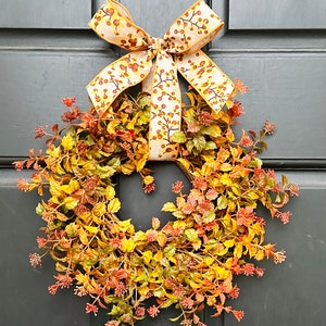 Fall Boxwood Mini Wreath, Autumn Candle Ring, Table Centerpiece, Cabinet Wreath, Small Wreath, Fall Foliage Mini Wreath