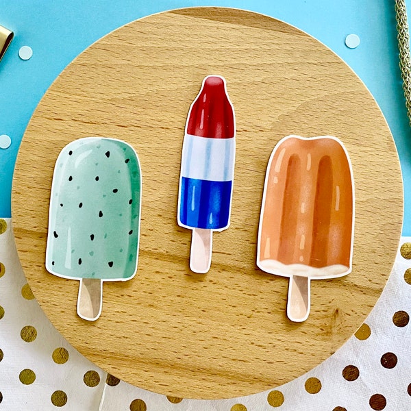 Retro Popsicle Sticker Set | Fun Popsicles Sticker | Orange Creamsicle, Bomb Pop, Mint Chip