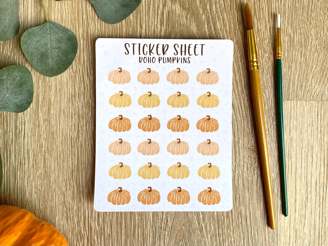 Boho Pumpkins Sticker Sheet Fall Sticker Sheet, Bullet Journal ...