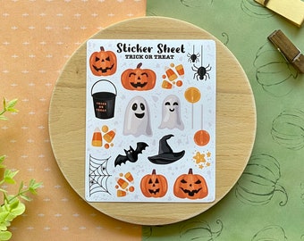 Spooky Halloween Sticker Sheet | Cute Halloween Stickers, Kids Pumpkin Ghost Stickers, Boo Sticker Sheet