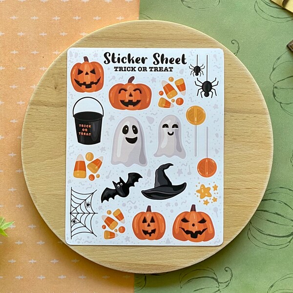 Spooky Halloween Sticker Sheet | Cute Halloween Stickers, Kids Pumpkin Ghost Stickers, Boo Sticker Sheet