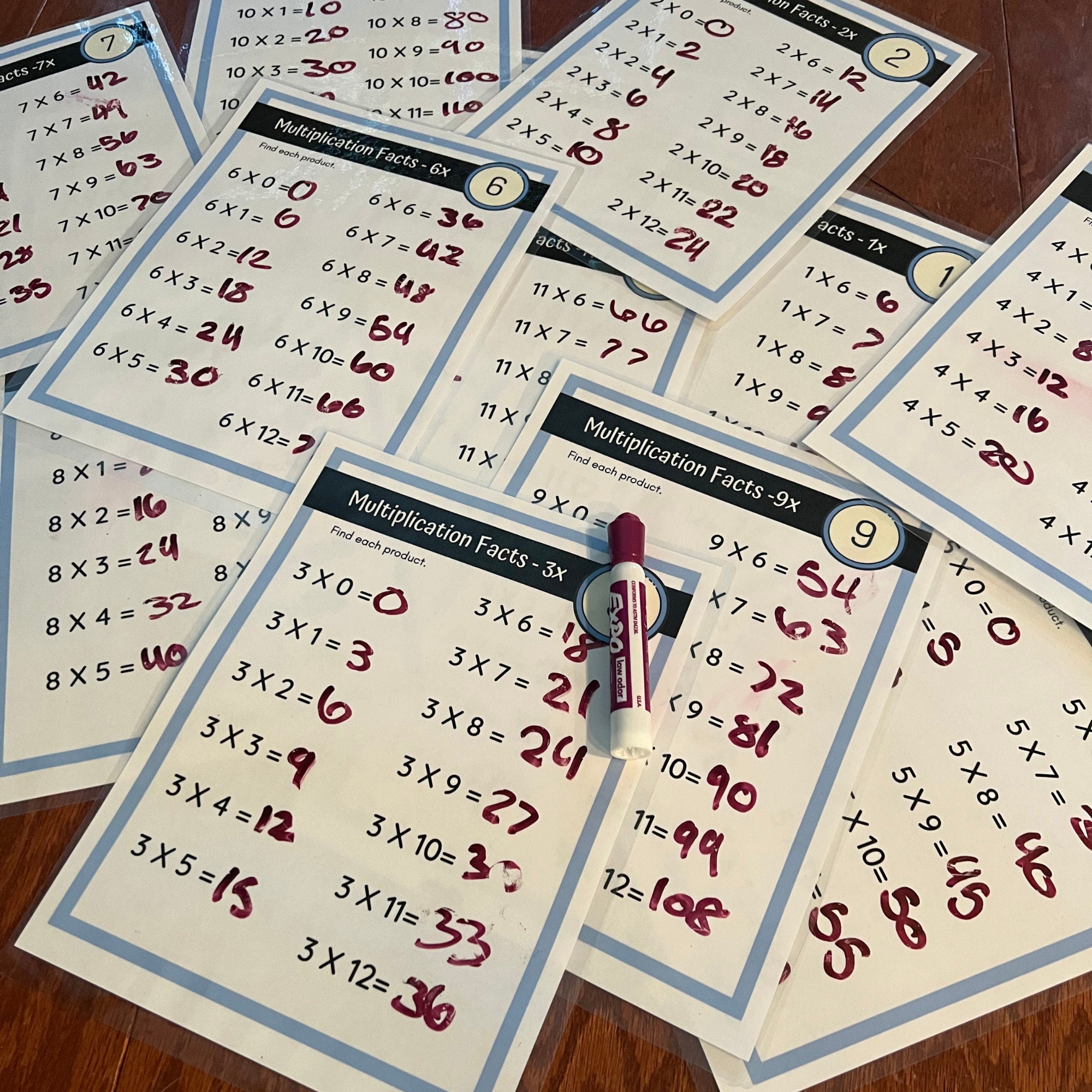 Multiplication Facts Worksheet And Times Table Pdf Instant Download 0