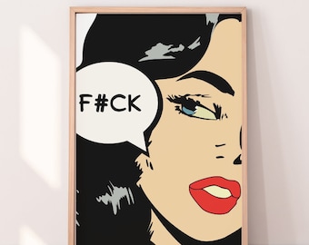 Comic Girl Art Print, Graphic Poster, Maximalist Decor