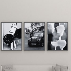 Luxury Fashion Poster Set of 3 | Designer Poster | Black & White Fashion Digital Print | Digital Designer Print | Old Money Aesthetic