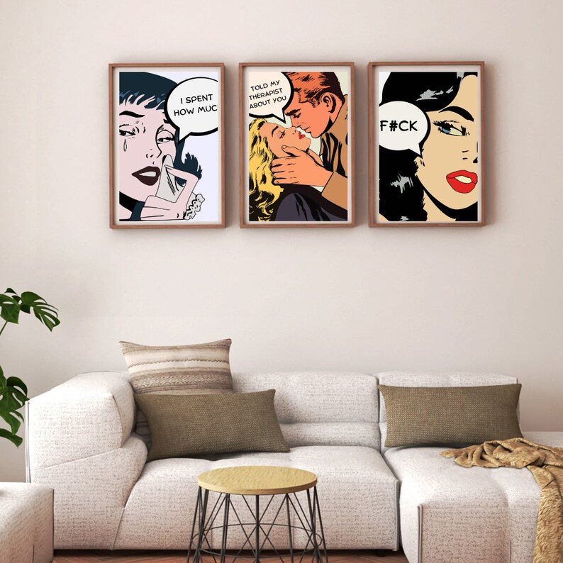 Comic Girl Art Print, Graphic Poster, Maximalist Decor image 9