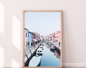 Venice Italy Wall Art Print, Colorful Canal Photography , Travel Poster